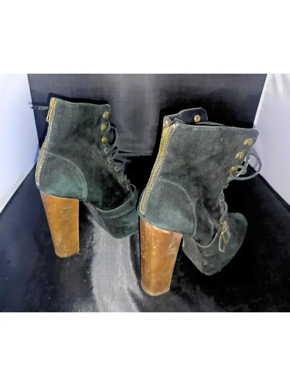 Steve Madden booties women 7 ankle platform wooden heel lace